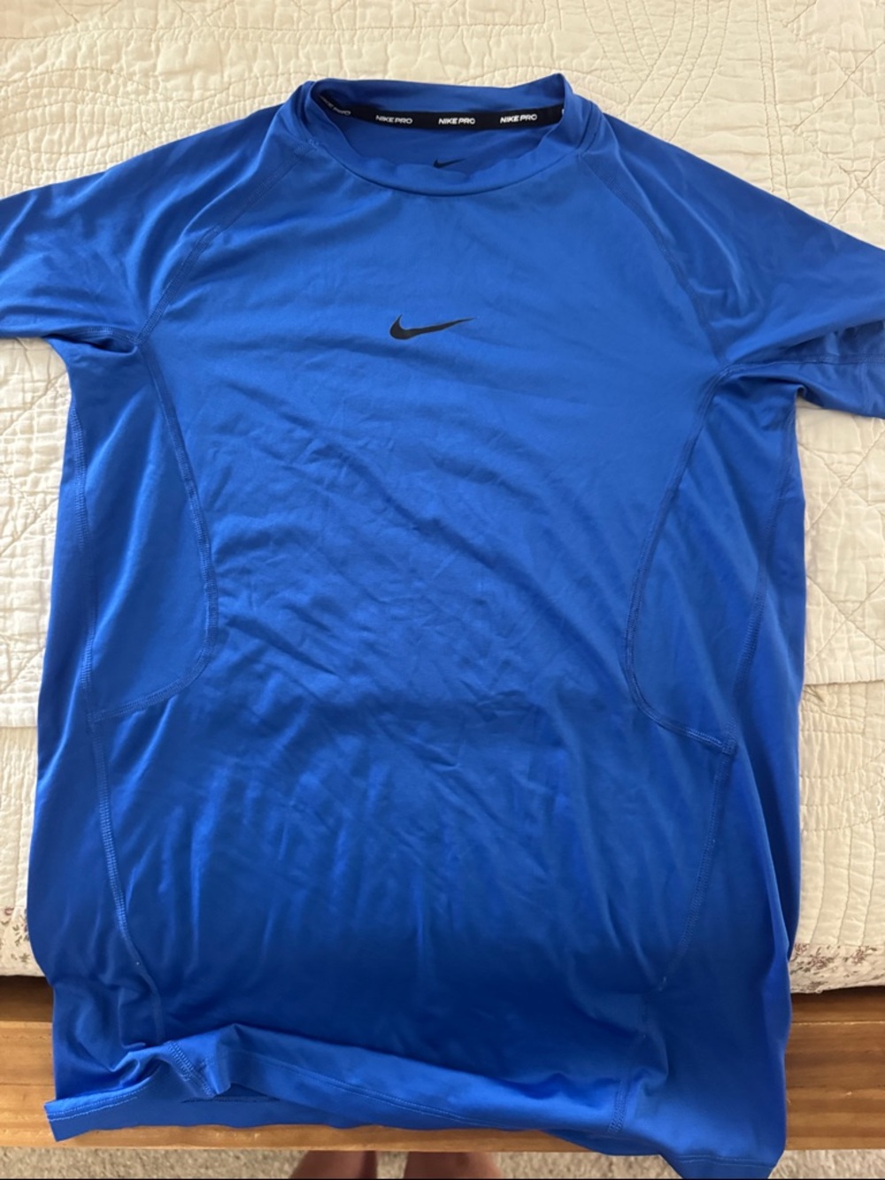 Nike Royal Blue Short Sleeve Dri-FIT Tee with Black Swoosh Nike Pro